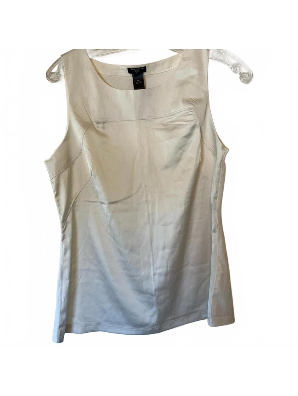 Ann Taylor Cream Tank Top Sleeveless Shell Blouse Classic Neutral Workwear